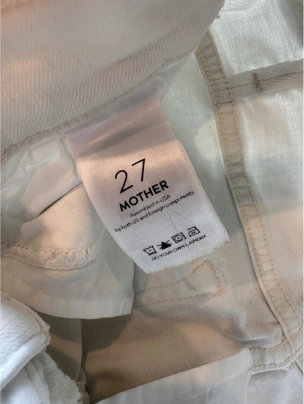MOTHER The Hustler Ankle Fray Jeans In Tea and Biscuits White Wash Women’s sz 27 - Picture 7 of 15